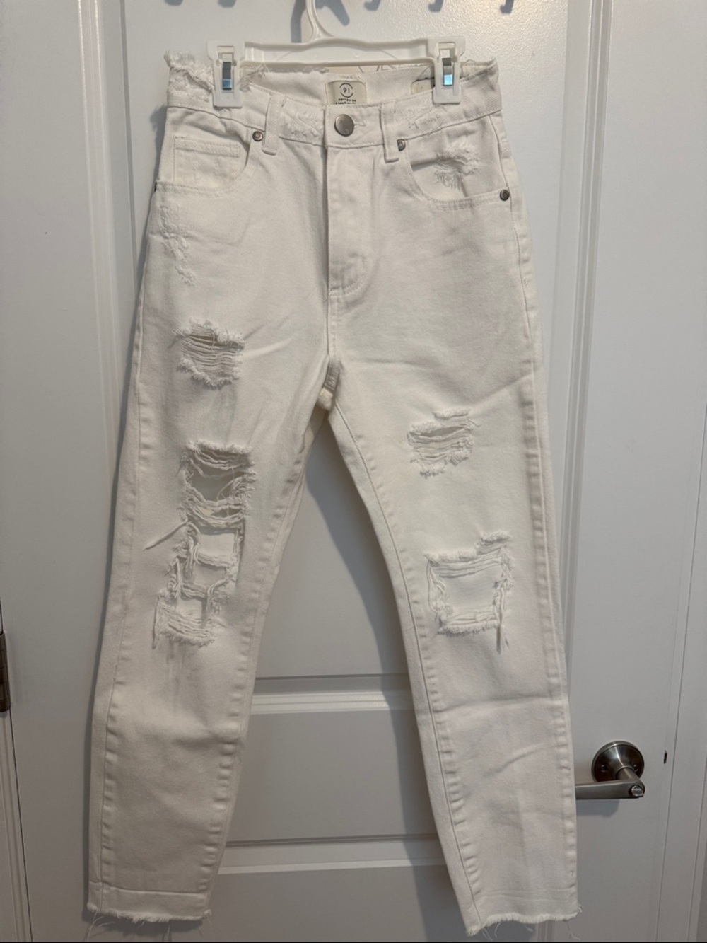 Cotton On High Rise Distressed White Jeans